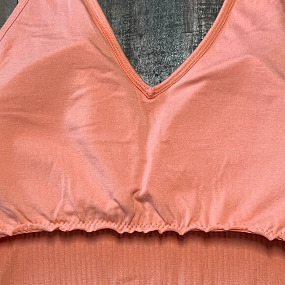 Wishlist Ribbed Coral Crop Top Bralette M/L | Stretchy Soft Lounge Tank - Picture 13 of 16